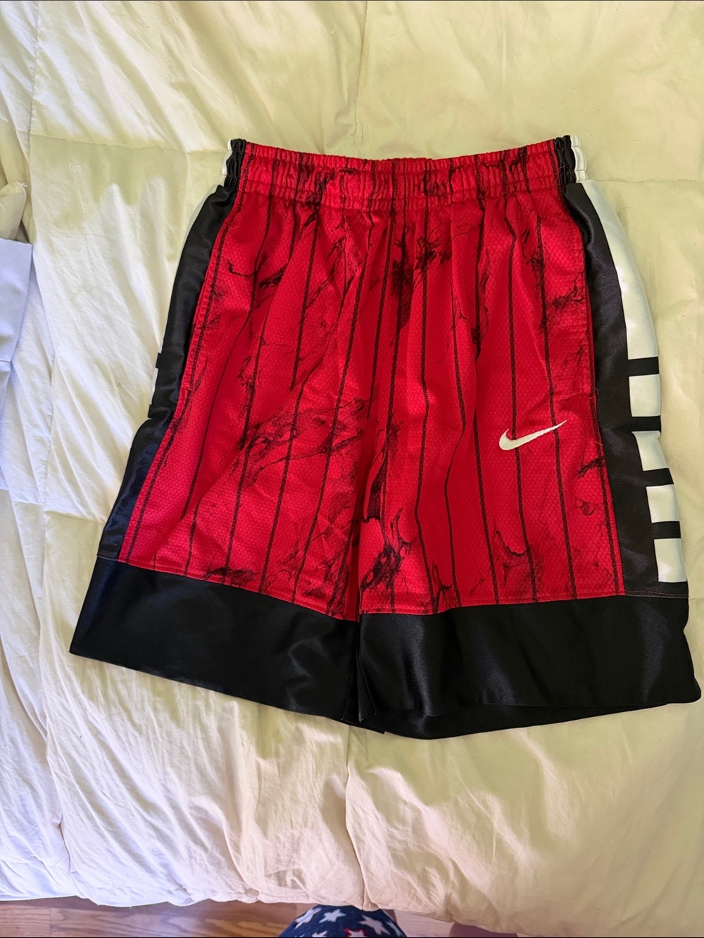 Nike Boy’s Red Marble Athletic Shorts with Black Trim